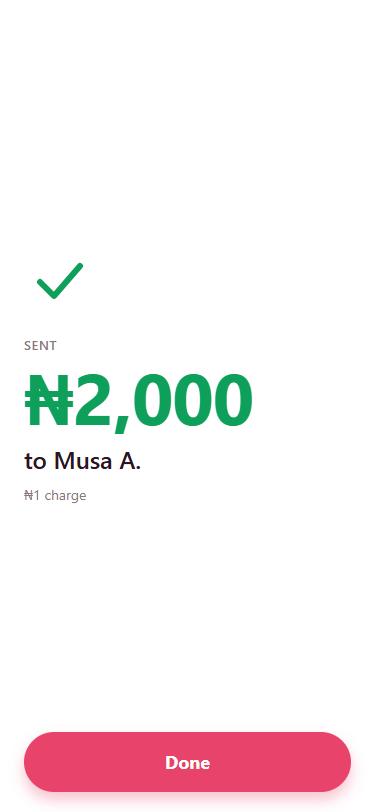 A green tick and Sent ₦2,000 to Musa A.